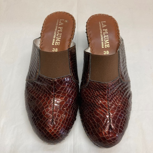 La Plume croc print leather mules/clogs - Picture 2 of 6